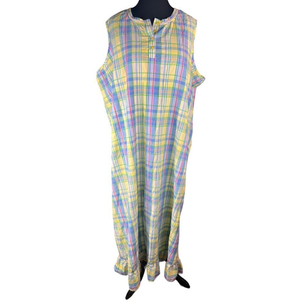 Anthony Richards muumuu housecoat dress 4xl plus yellow sleeveless ruffle hem